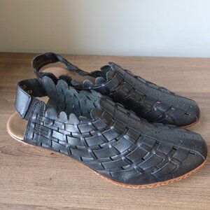 NEVER WORN RIEKER RINA ANTISTRESS  BLACK GENUINE LEATHER WOVEN LOW HEEL SHOES 42